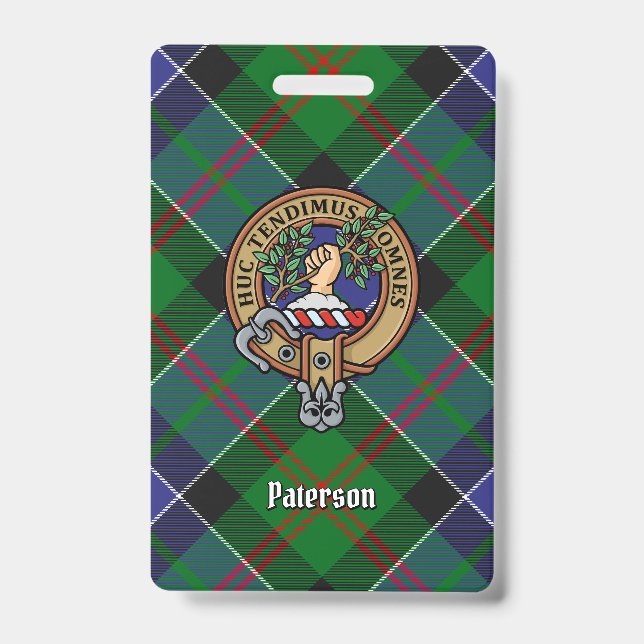 Tarjeta De Identificación Clan Paterson Escudo sobre Tartán (Parte frontal)