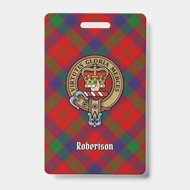 Tarjeta De Identificación Clan Robertson Escudo sobre Tartán (Parte frontal)