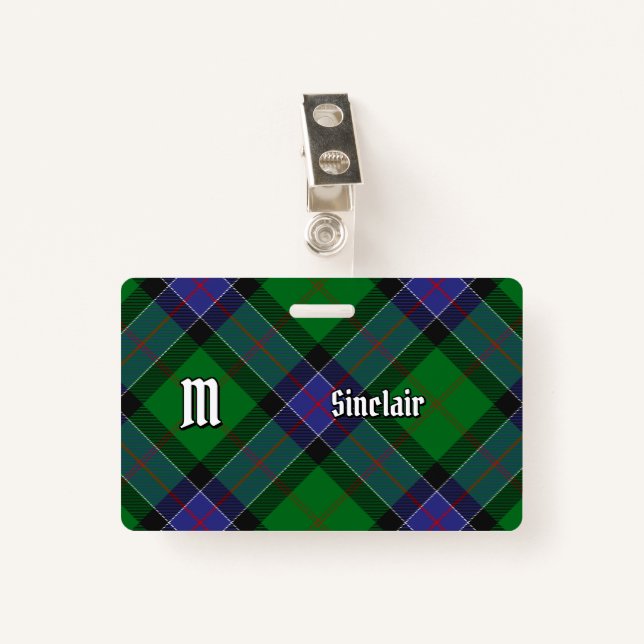 Tarjeta De Identificación Clan Sinclair Hunting Tartan (Anverso con clip)