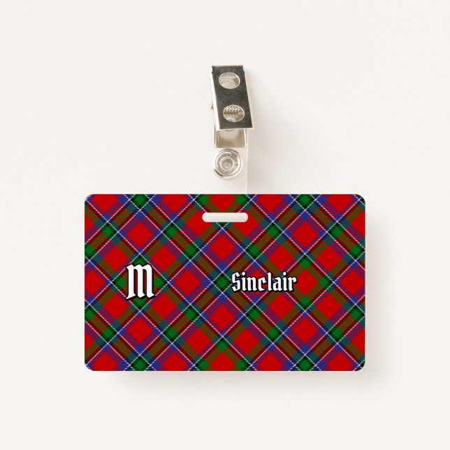 Tarjeta De Identificación Clan Sinclair Tartan (Anverso con clip)