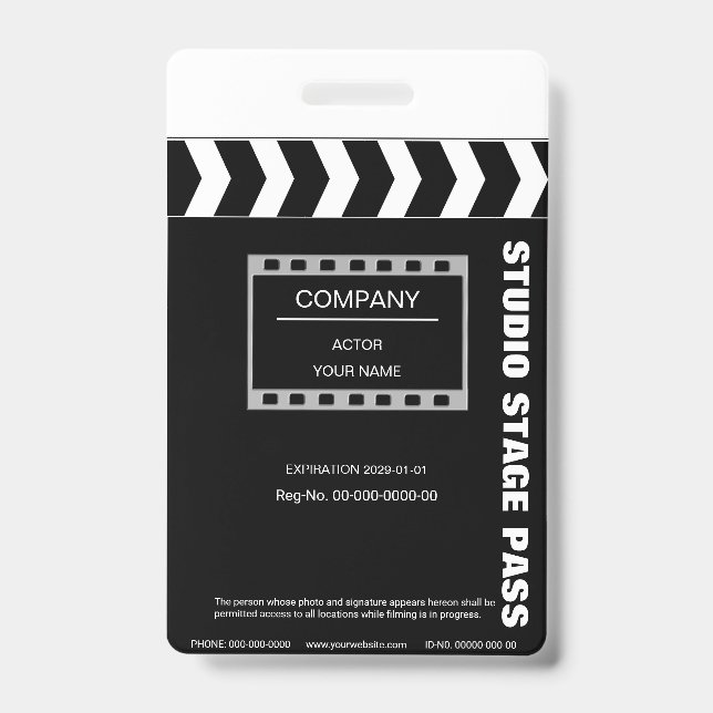 Tarjeta De Identificación Claqueta (Parte frontal)