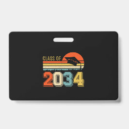 Tarjeta De Identificación Clase De 2034 Crecer Con La Vintage De Graduado Pr