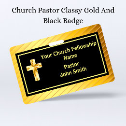 Tarjeta De Identificación Clase Pastoral de Iglesia Dorado y Negro