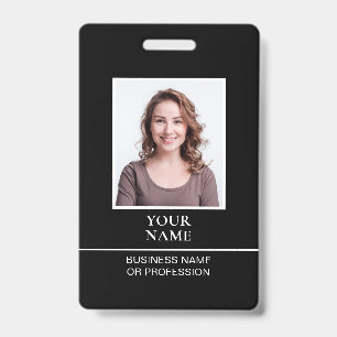 Tarjeta De Identificación Clásico ID profesional Seguridad en blanco negro