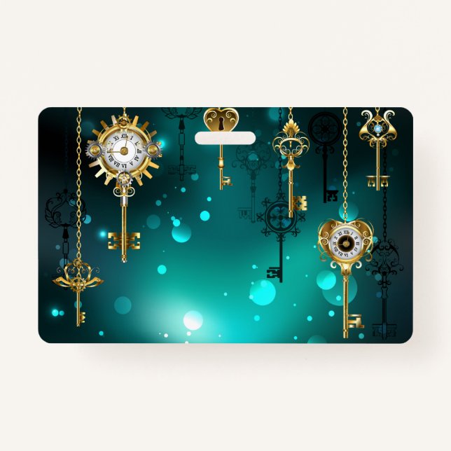 Tarjeta De Identificación Claves de esqueleto antiguas sobre fondo verde (Anverso)