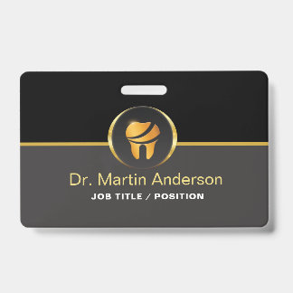 Tarjeta De Identificación Clínica Dental Profesional Logo Diente de Oro