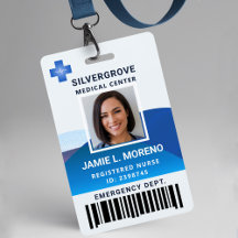Clínica Hospital Foto Enfermera ID Logo Azul Moder