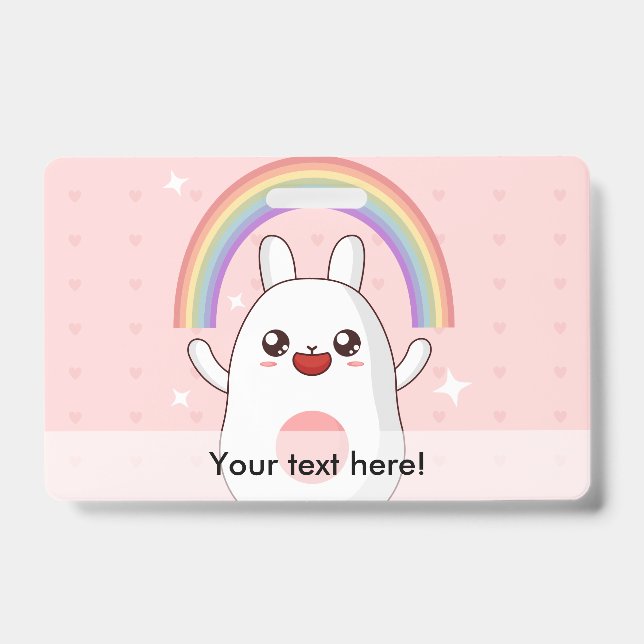 Tarjeta De Identificación Clipart de arcoíris kawaii (Parte frontal)