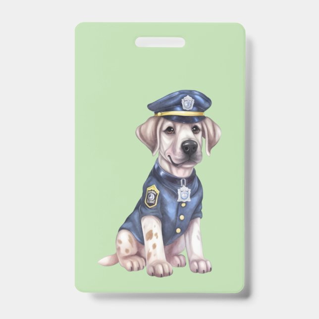 Tarjeta De Identificación Clipart de Perro Policía | (Parte frontal)