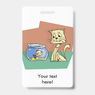 Tarjeta De Identificación Clipart de petanca de gato y peces