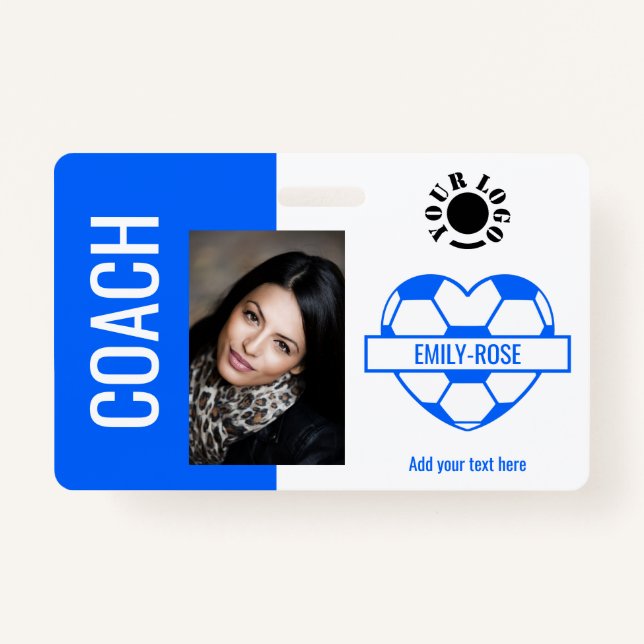 Tarjeta De Identificación Coach Blue de plantilla de código de barras de log (Anverso)