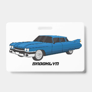 Tarjeta De Identificación Coche clásico azul fresco de 1959