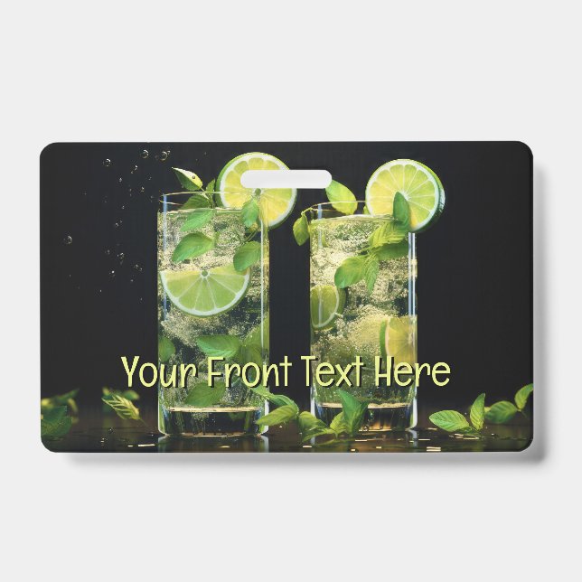 Tarjeta De Identificación Cócteles de Mojito de texto personalizado (Parte frontal)