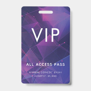Tarjeta De Identificación Código de Barra VIP Personalizado Evento Púrpura G