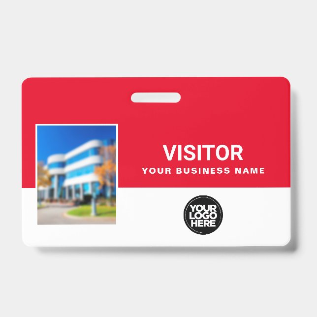 Tarjeta De Identificación Código de barras de foto de visitante de negocios  (Parte frontal)