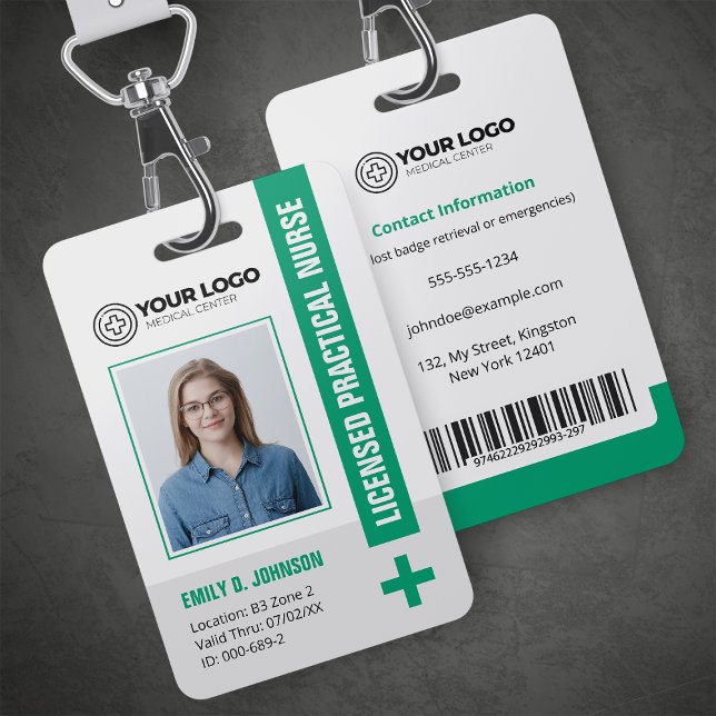Tarjeta De Identificación Código de barras de fotos de la enfermera práctica (Subido por el creador)
