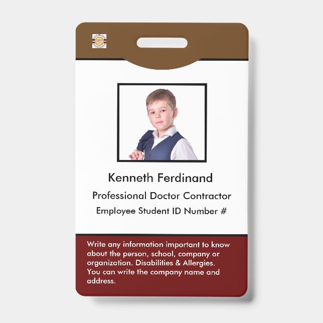 Tarjeta De Identificación Código de barras de identificación de identificaci (Anverso)