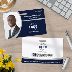 Tarjeta De Identificación Código de barras de logo de foto personalizado gri
