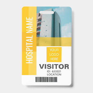 Tarjeta De Identificación Código de barras de visitante amarillo, ID de logo