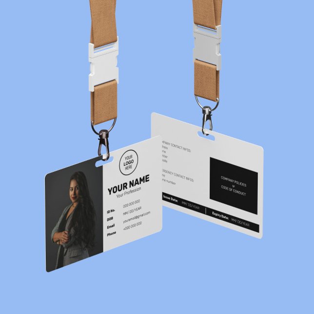 Tarjeta De Identificación Código de barras ID Foto de empleado Moderno Minim (Subido por el creador)