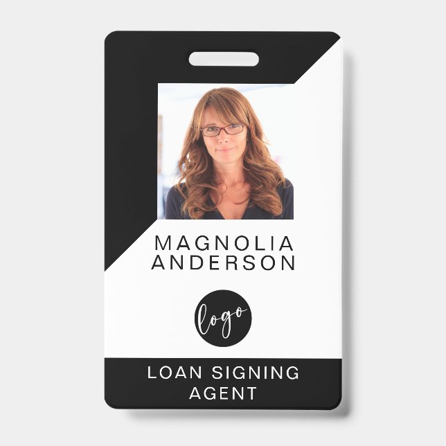 Tarjeta De Identificación Código de barras negro blanco blanco moderno ID de (Front)