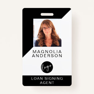 Tarjeta De Identificación Código de barras negro blanco blanco moderno ID de