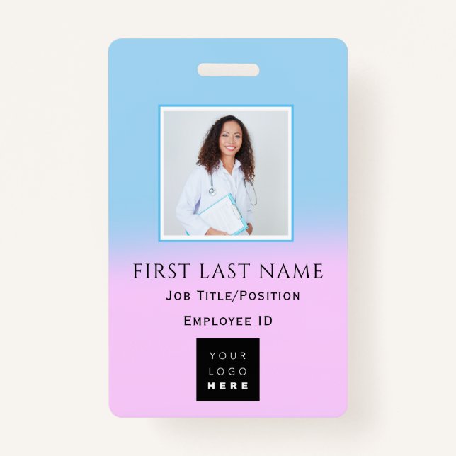 Tarjeta De Identificación Código de barras Nombre de foto ID de la enfermera (Anverso)