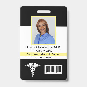 Tarjeta De Identificación Código de escáner de foto con nombre de médica