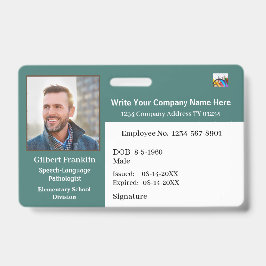 Tarjeta De Identificación Código de la barra de identificación