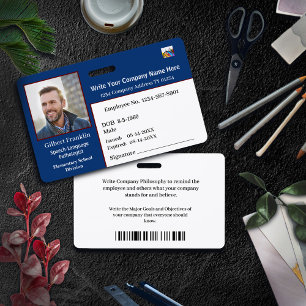 Tarjeta De Identificación Código de la barra de identificación