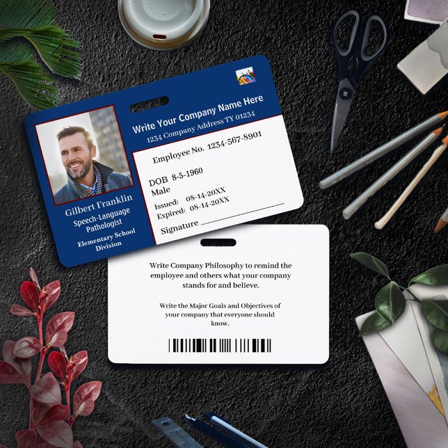 Tarjeta De Identificación Código de la barra de identificación (ID Identification Card Bar Code Photo Badge is great for your employee to have to identify. )