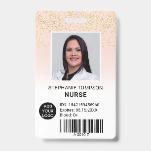 Tarjeta De Identificación Código de logo de enfermera con gradiente rosa y b