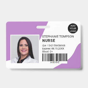 Tarjeta De Identificación Código de logo de foto de enfermera profesional pú