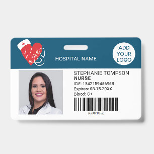 Tarjeta De Identificación Código de logo de foto de enfermera profesional si