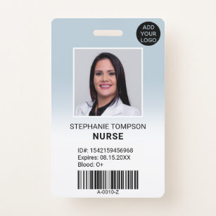 Tarjeta De Identificación Código del logo de la enfermera azul profesional