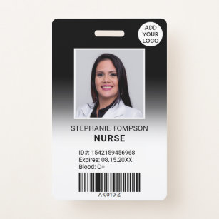 Tarjeta De Identificación Código del logotipo de la foto de una enfermera ne