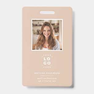Tarjeta De Identificación Código QR beige moderno minimalista abstracto foto
