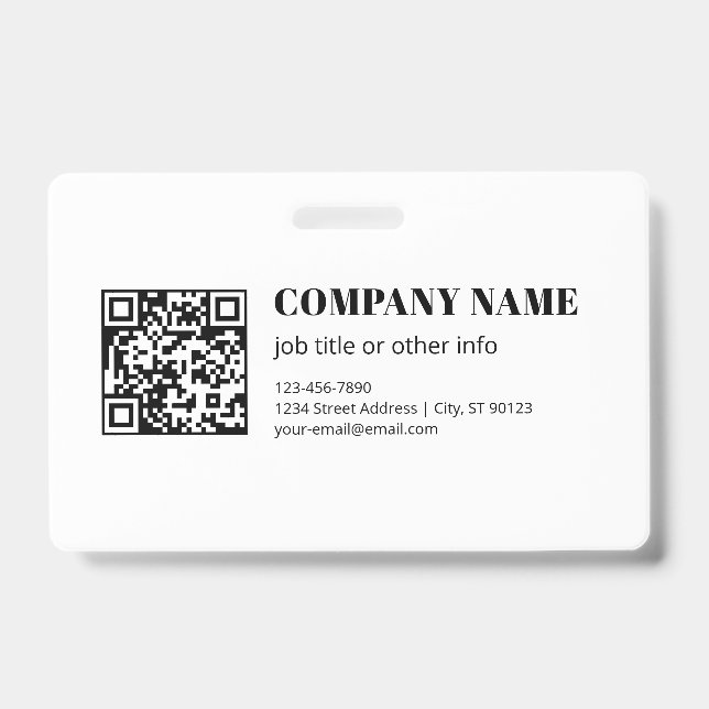 Tarjeta De Identificación Código QR comercial y texto retro-moderno editable (Parte frontal)