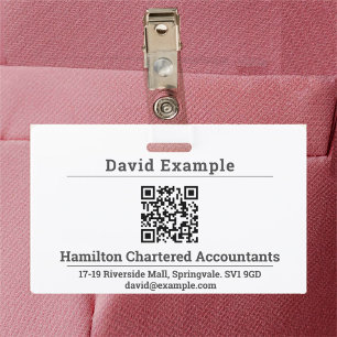 Tarjeta De Identificación Código QR con nombre y placa de empresa