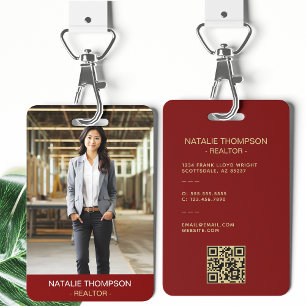 Tarjeta De Identificación Código QR de Agente Inmobiliario con Estilo Chic P