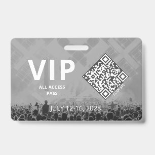 Tarjeta De Identificación Código QR de evento de acceso total VIP Horizontal