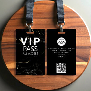 Tarjeta De Identificación Código QR de evento de mármol negro de acceso tota