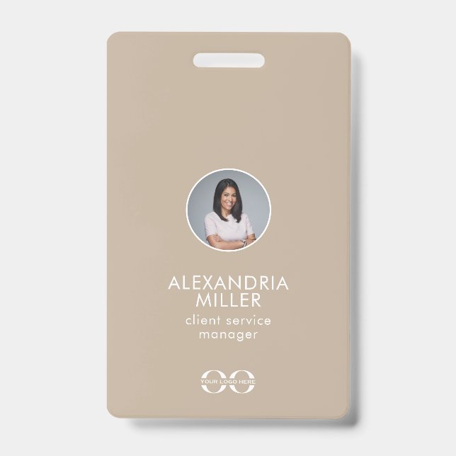 Tarjeta De Identificación Código QR de foto de empleado de empresa minimalis (Anverso)