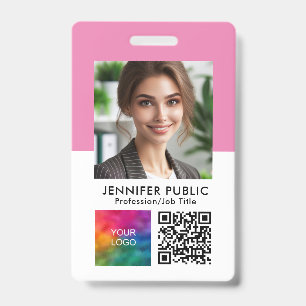 Tarjeta De Identificación Código QR de foto de empleado personalizado logoti