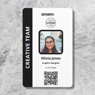 Tarjeta De Identificación Código QR de foto de identificación de empleado de