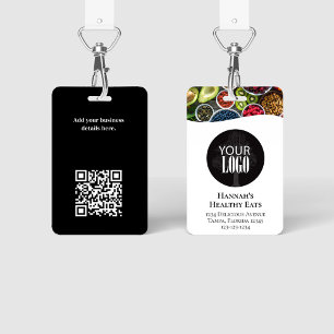 Tarjeta De Identificación Código QR de foto de logotipo de negocio simple