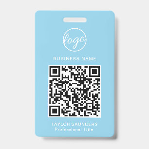 Tarjeta De Identificación Código QR de Identificación de Empleado Azul Claro