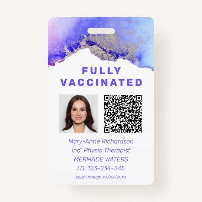 Tarjeta De Identificación Código QR de identificación de vacunación personal (Anverso)