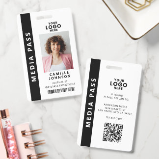Tarjeta De Identificación Código QR de la identificación con foto de pase de