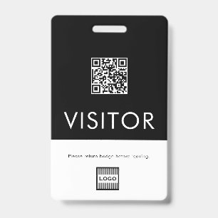 Tarjeta De Identificación Código QR de la insignia de visitante con logotipo